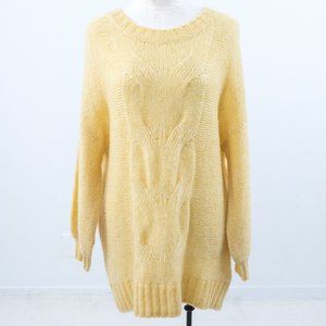 Aerie M Wool Oversized Cable Knit Sweater Yellow